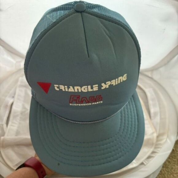 Vintage Mesh Trucker Cap Triangle Spring Flagg Suspension Parts Headmost Hat - Picture 1 of 9
